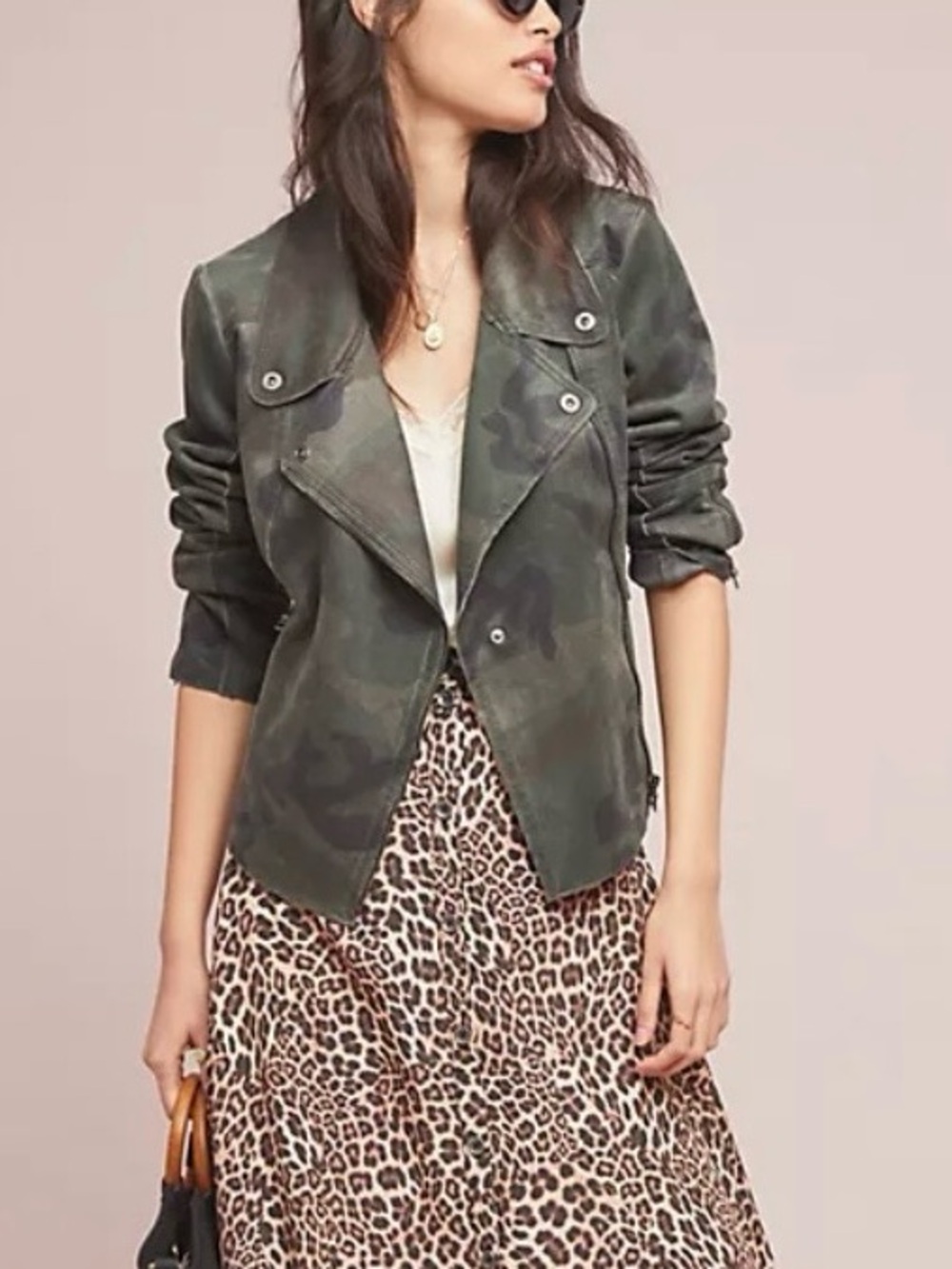 Marrakech olive green camo moto jacket Size S Neutral Casual Motorcycle Grunge